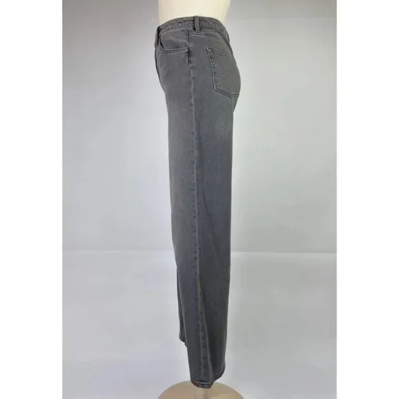 H&M Girls Wide Leg Jeans Size 14 Kids Dark Gray Denim High Waist Adjustable - Picture 4 of 14